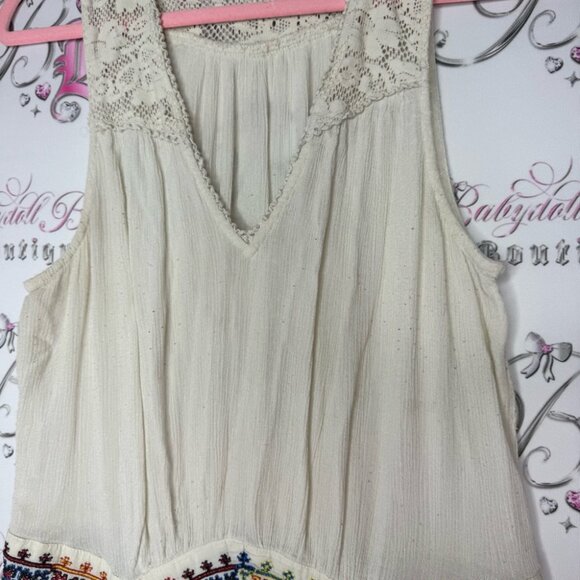 Free people dress Aztec embroidered embroidery cream white boho hippie flowy - Picture 13 of 13